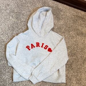 Crewcuts Light Gray Hoodie with Red 'PARIS' Chenille and Heart
